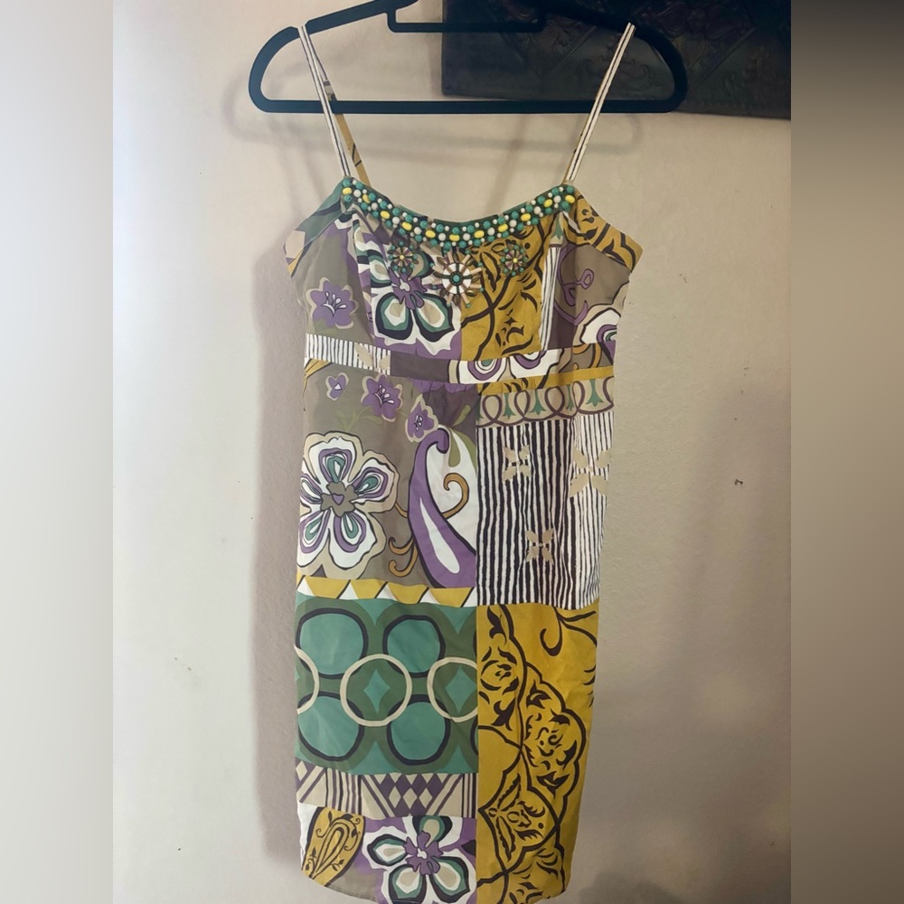 CAbi Multicolor Patchwork Mini Dress
